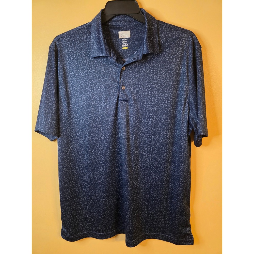 Greg Norman ML75 Play Dry Golf Polo Shirt Mens XL Navy Blue Abstract Swirl Print